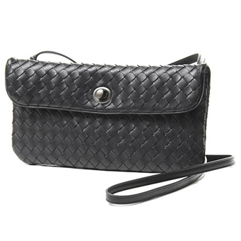 BOTTEGA VENETA ボッテガヴェネタ バッグ コピー レザー ショルダーバッグ 255549 v0016 8175 ポシェットバッグ ブラック レディース